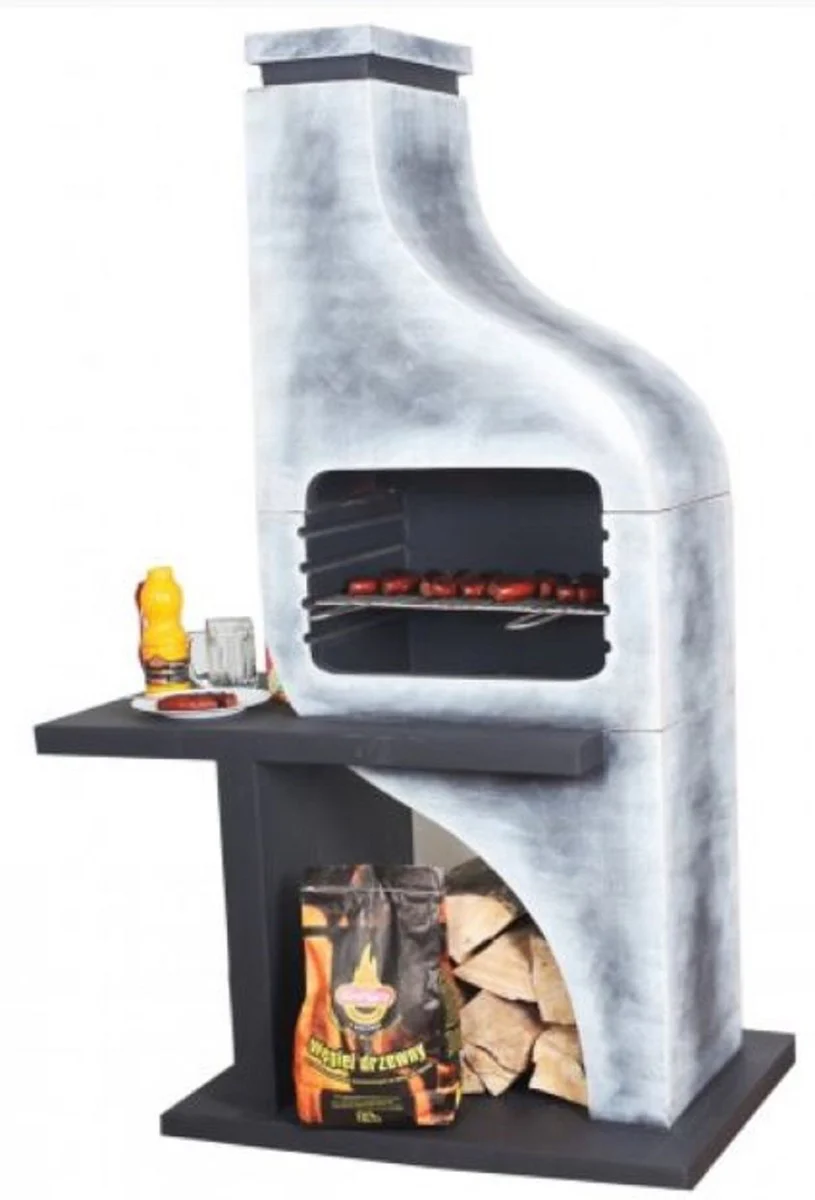 Casa Padrino barbacoa de jard¨ªn de hormig¨®n de lujo gris / blanco 122 x 73 x A. 190 cm