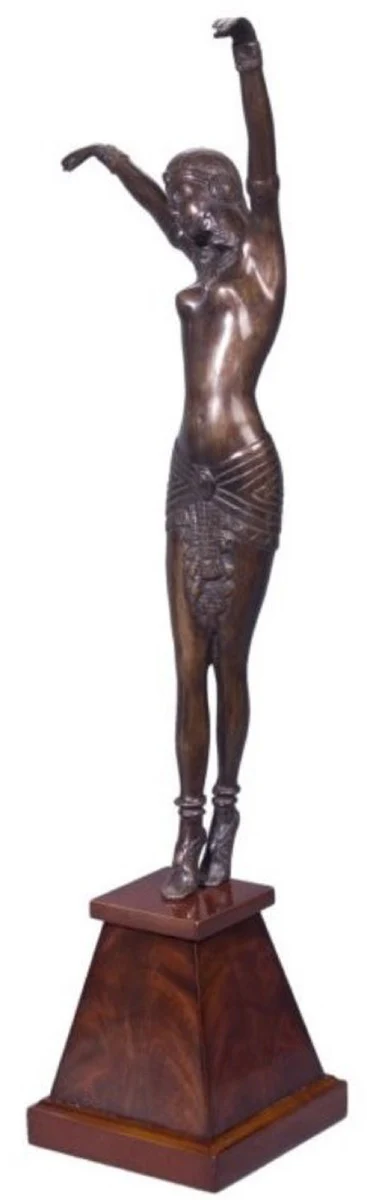 Casa Padrino Figura de Bronce de Lujo Cleopatra Bronce / Marrón 15 x 15 x H. 71 cm - Deco Figura sobre Base de Madera