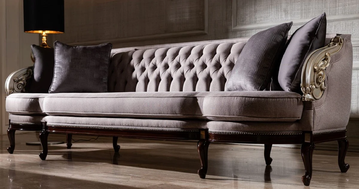 Casa Padrino sof¨¢ de sal¨®n barroco de lujo p¨²rpura / plata / marr¨®n oscuro - Magn¨ªfico Muebles Barrocos para Sal¨®n y Hotel