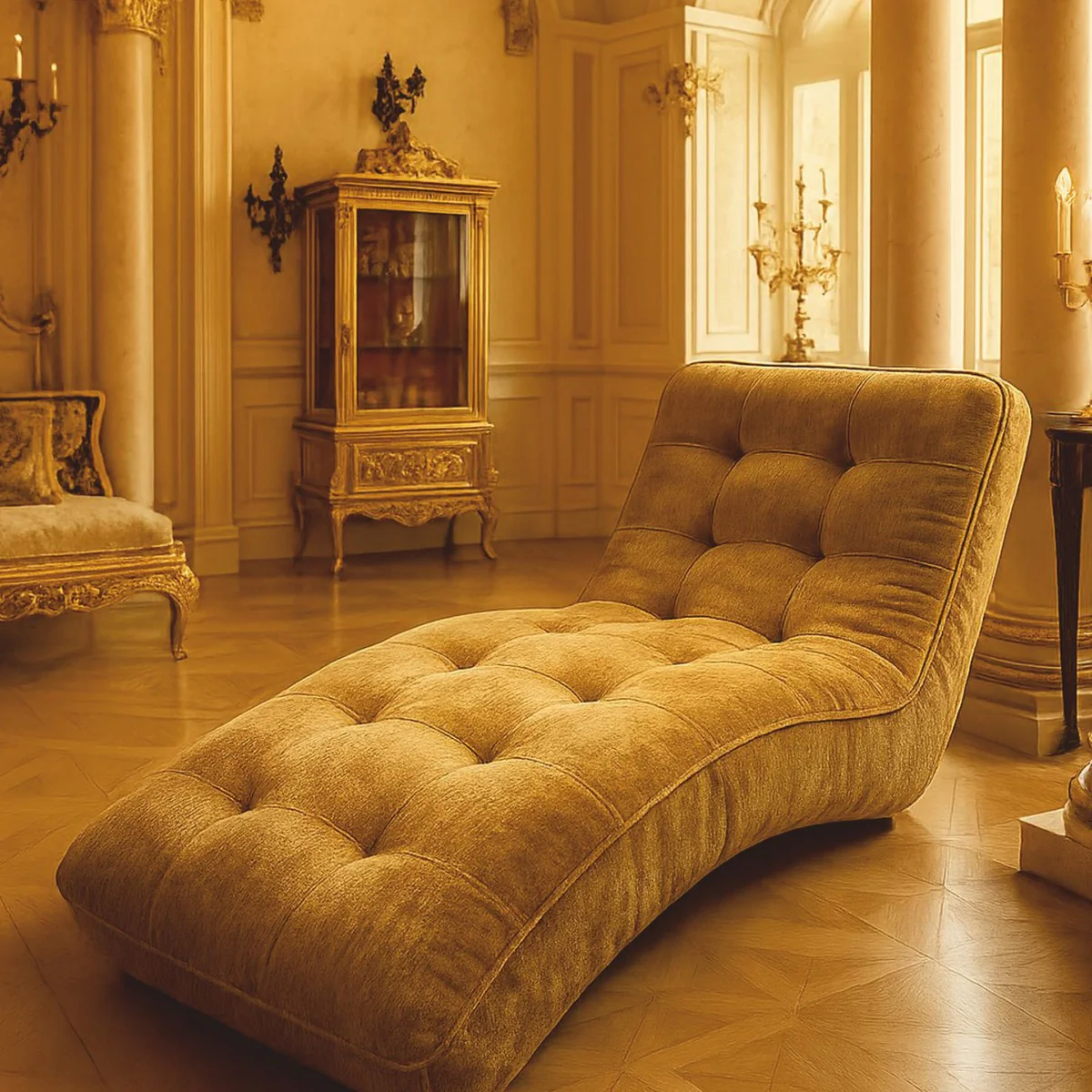 Casa Padrino chaise longue / tumbona relax de lujo oro 170 cm - Muebles de Lujo