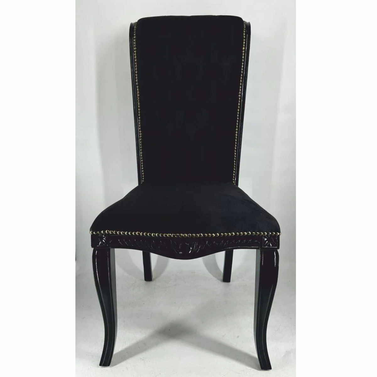 Casa Padrino silla de comedor barroco con respaldo alto negro A. 118 cm - Muebles barrocos