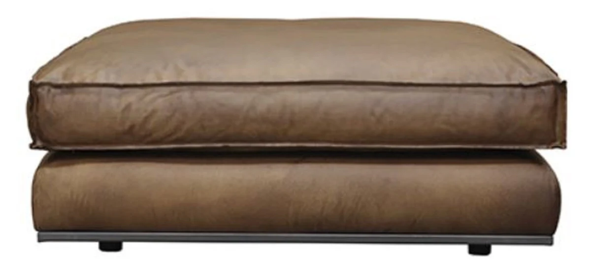 Casa Padrino taburete de lujo de cuero genuino marr¨®n 106 x 106 x A. 41 cm