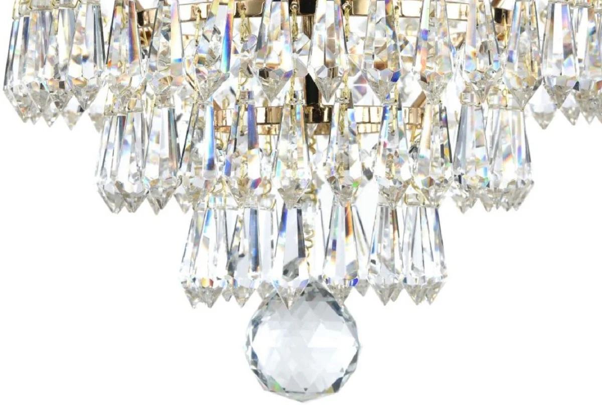 Casa Padrino araña de luces de cristal barroco oro antiguo Ø 100 x A. 68,8 cm - Lámpara de araña redonda de estilo barroco - Araña de salón barroco - Noble y Magnífica