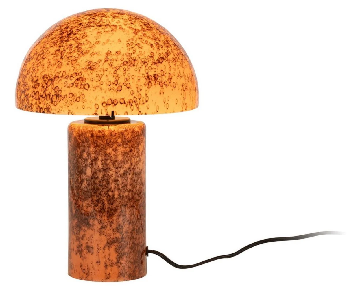 Casa Padrino l¨¢mpara de mesa de vidrio de lujo naranja / marr¨®n A. 36 cm - L¨¢mpara de escritorio redonda