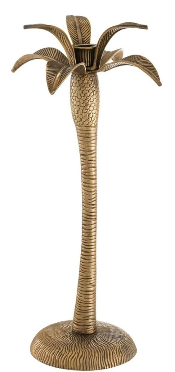 Casa Padrino candelabro de lujo latón vintage Ø 20 x H. 42 cm - Candelabro de Latón con Diseño de Palmera