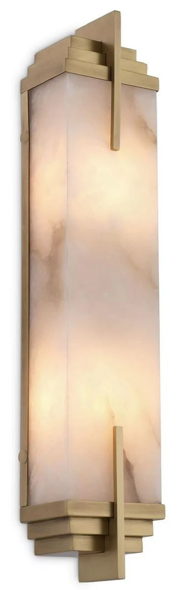 Casa Padrino lámpara de pared de lujo latón antiguo / alabastro 10,5 x 8,5 x A. 51 cm - Lámpara de pared con pantalla de alabastro - Luces de Lujo