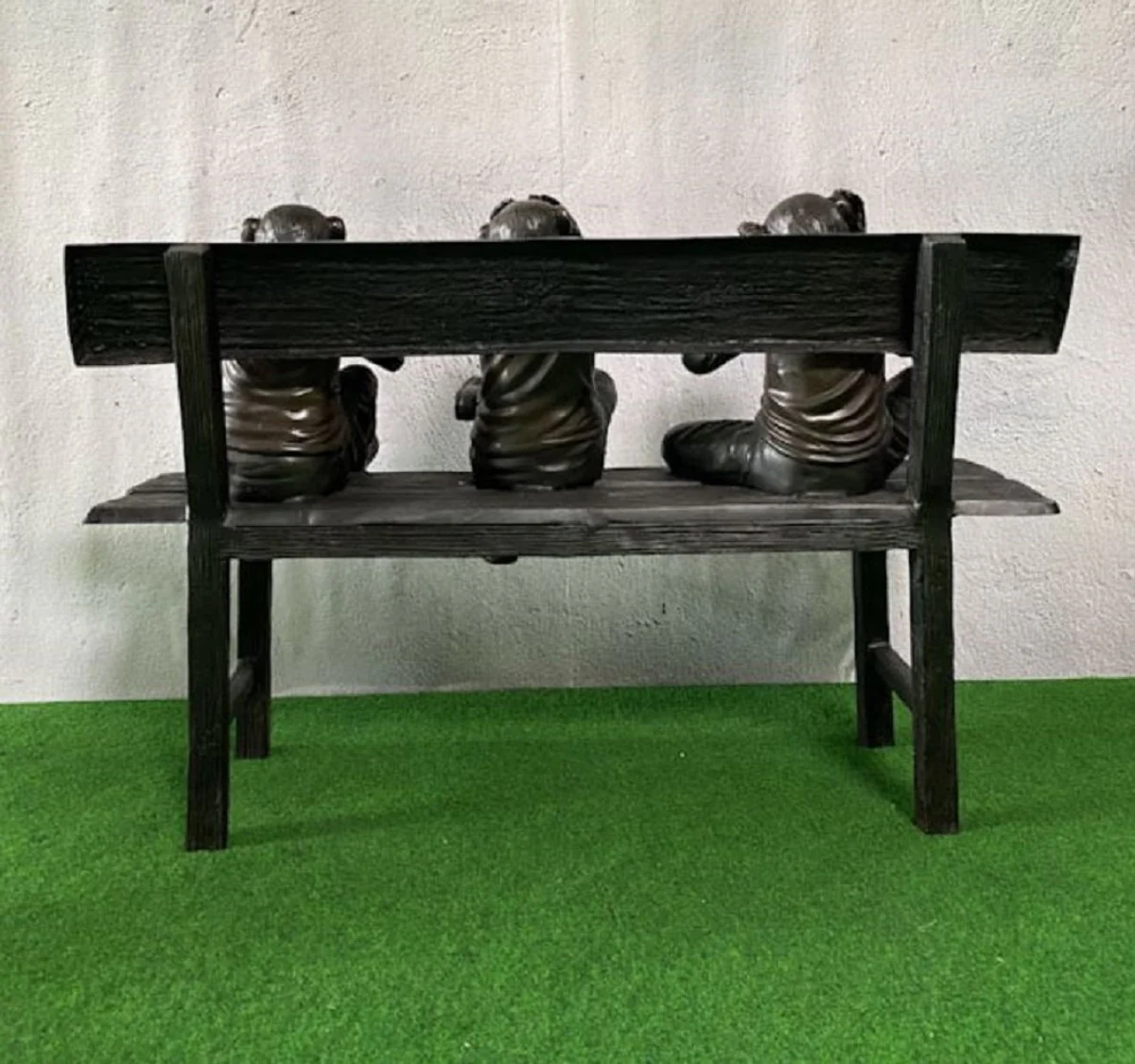 Casa Padrino escultura de bronce de lujo 3 monos en banco 112 x 46 x A. 76 cm - Figura de decoración de salón - Accesorios de decoración de lujo