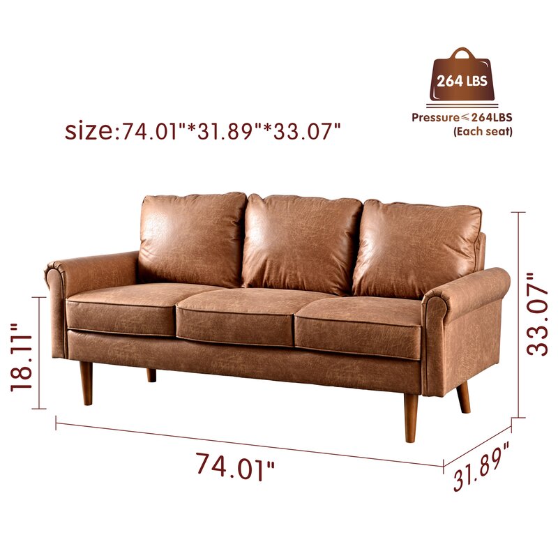 Ainsley 74.01�� Rolled Arm Sofa