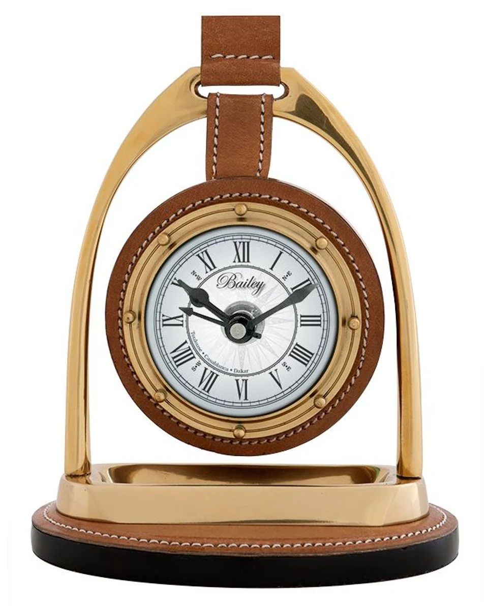 Reloj de diseño Casa Padrino con ante y brújula en la parte posterior de 17 x 12,5 cm H. 21 - de lujo reloj de escritorio