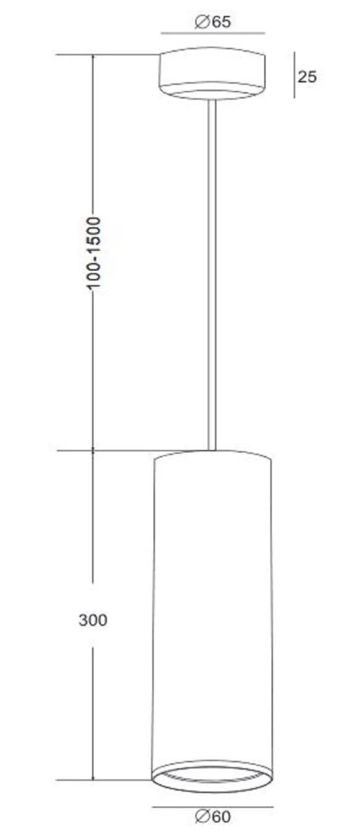 Casa Padrino lámpara colgante de lujo blanco Ø 6 x H. 30 cm - Lámpara Colgante de Aluminio Ajustable en Altura