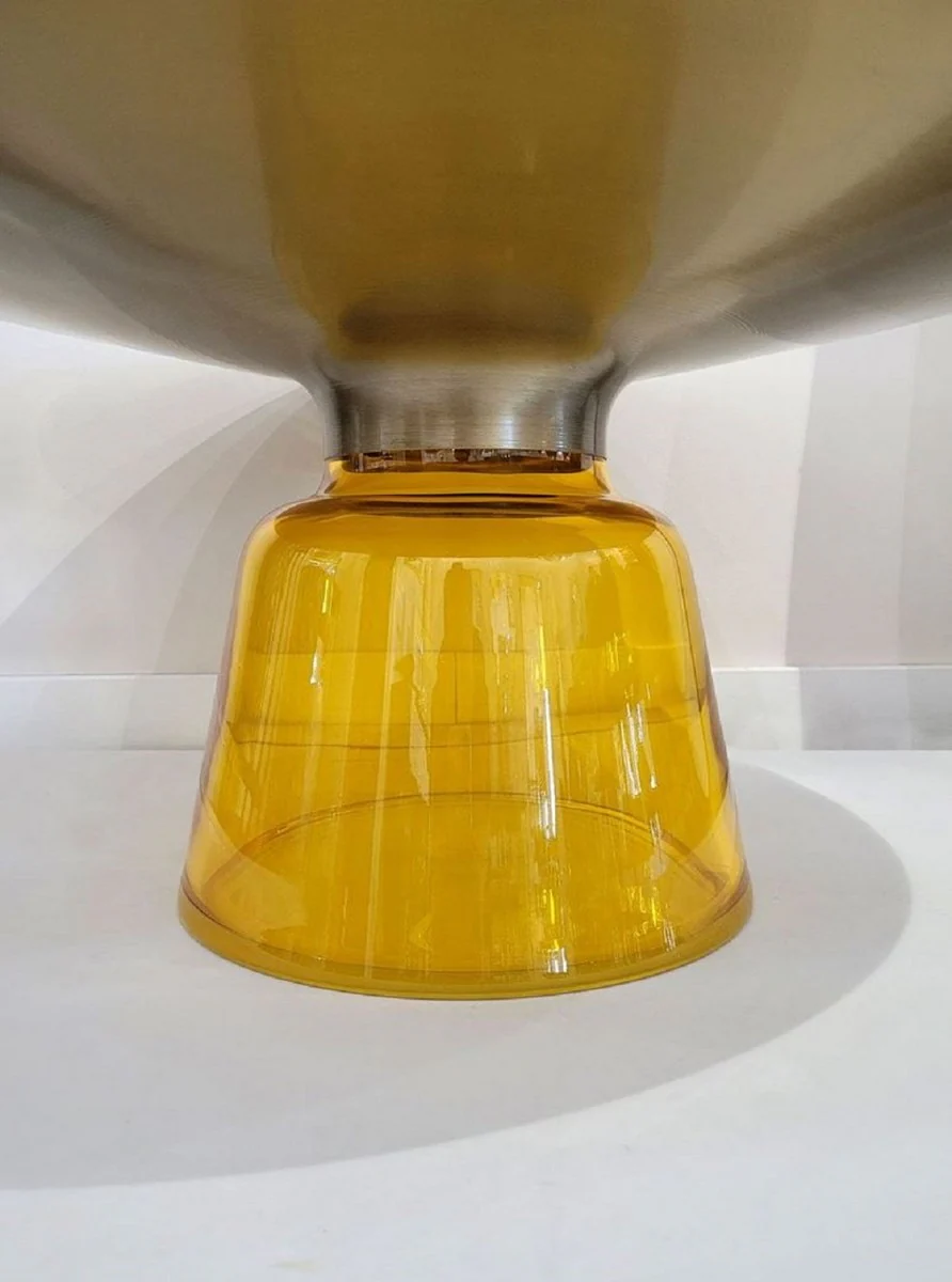 Casa Padrino mesa de centro de lujo negro / oro / amarillo ? 75 x A. 37 cm - Mesa de sal¨®n redonda de vidrio - Muebles de sal¨®n - Muebles de lujo