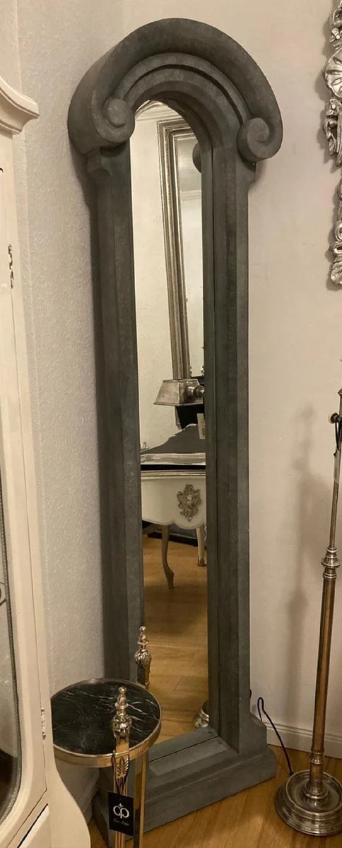 Casa Padrino espejo de estilo campestre gris 50 x A. 201 cm - Espejo de pared rectangular estrecho - Espejo de pared de madera maciza de estilo campestre - Muebles de estilo campestre