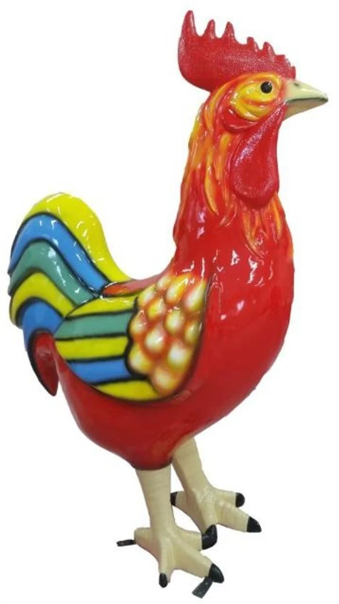 Casa Padrino figura de decoración de jardín gallo rojo / multicolor A. 180 cm - Escultura decorativa enorme resistente a la intemperie - Escultura decorativa de jardín - Figura animal decorativa