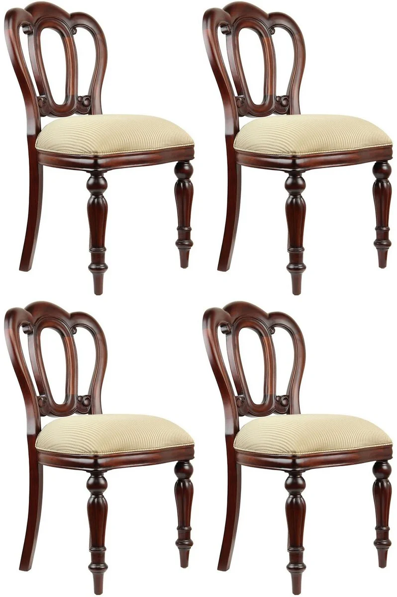 Casa Padrino conjunto de 4 sillas de comedor barrocos de lujo de caoba oro / marr¨®n oscuro - Muebles Barrocos