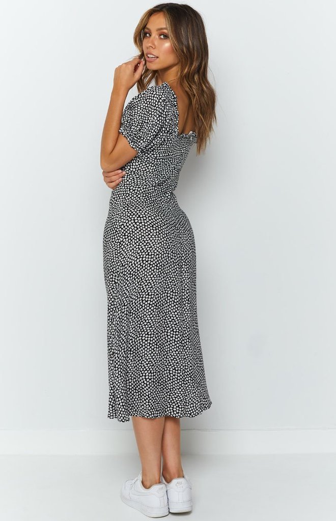 Sexy Square Collar Printed Split Dress