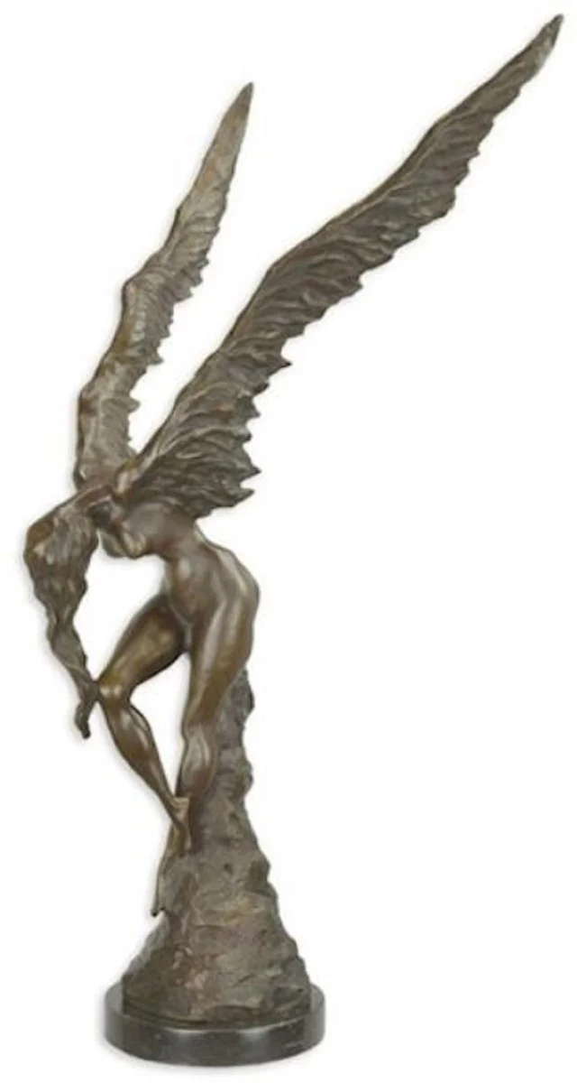 Casa Padrino escultura de bronce de lujo mujer con alas bronce / negro 43 x 29,1 x A. 86,4 cm - Figura de Bronce - Figura de Decoración - Accesorios de Decoración - Colección de Lujo