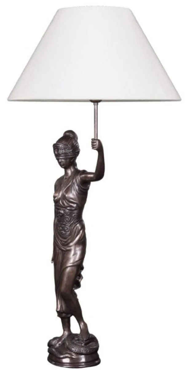 Casa Padrino lámpara de mesa con figura de bronce Justitia bronce / blanco 55 x 48 x H. 105 cm - Lámpara de Mesa Hotel & Restaurant