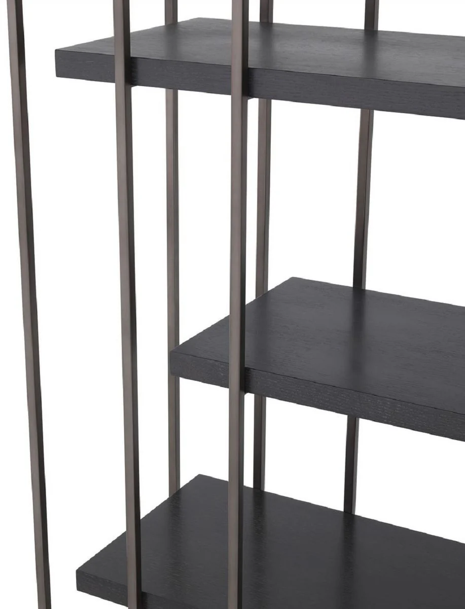 Casa Padrino armario de estanter¨ªa de lujo negro / bronce 166 x 45 x A. 222 cm - Armario de Libros - Armario de Sal¨®n - Armario de Oficina