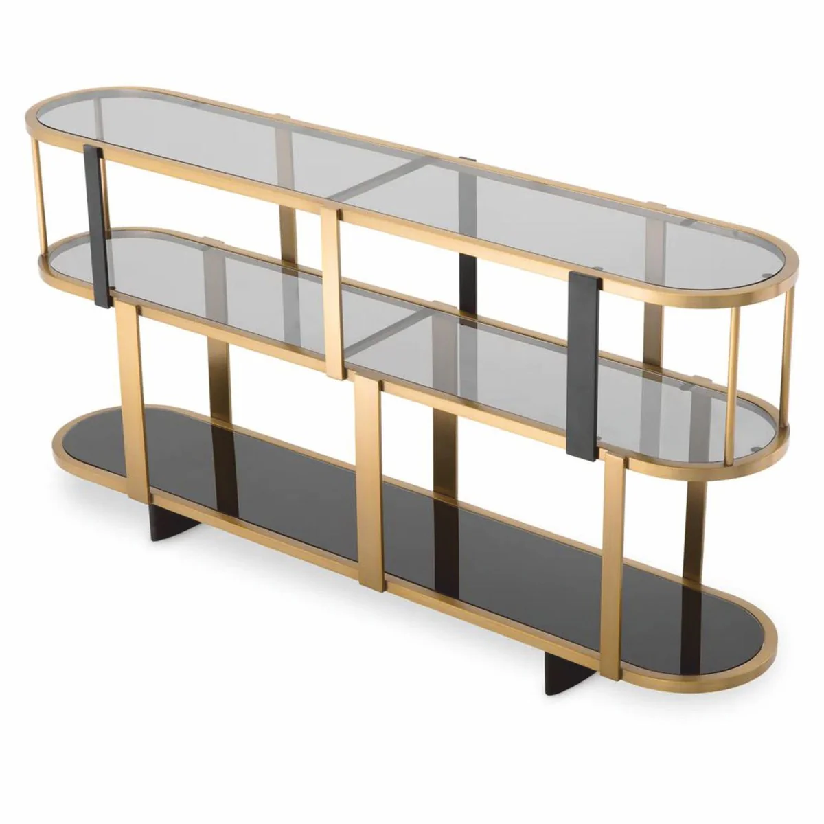 Casa Padrino consola de lujo en lat¨®n / negro / gris 180 cm - Muebles de lujo para hoteles