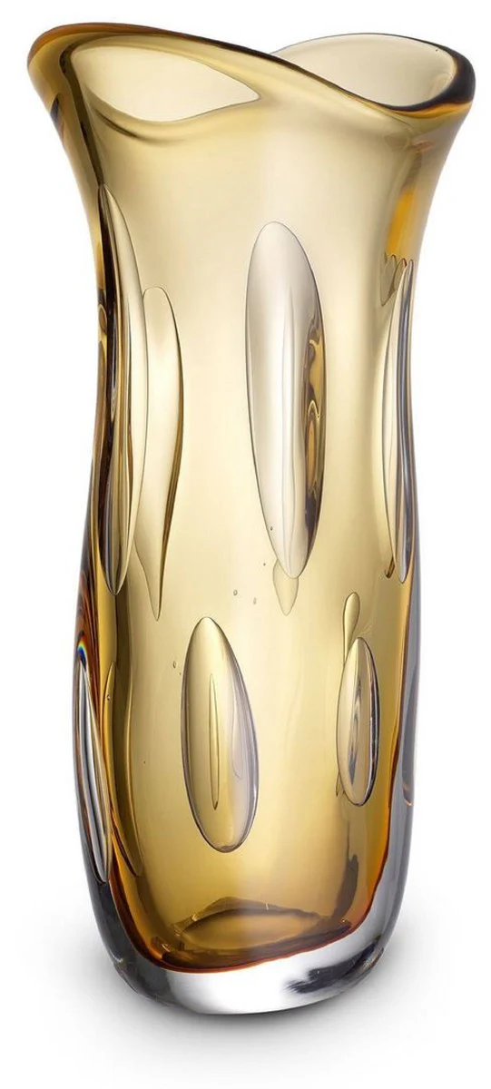 Casa Padrino florero de vidrio decorativo de lujo naranja 19 x 14 x A. 39 cm - Elegante florero de vidrio soplado a mano - Accesorios Deco