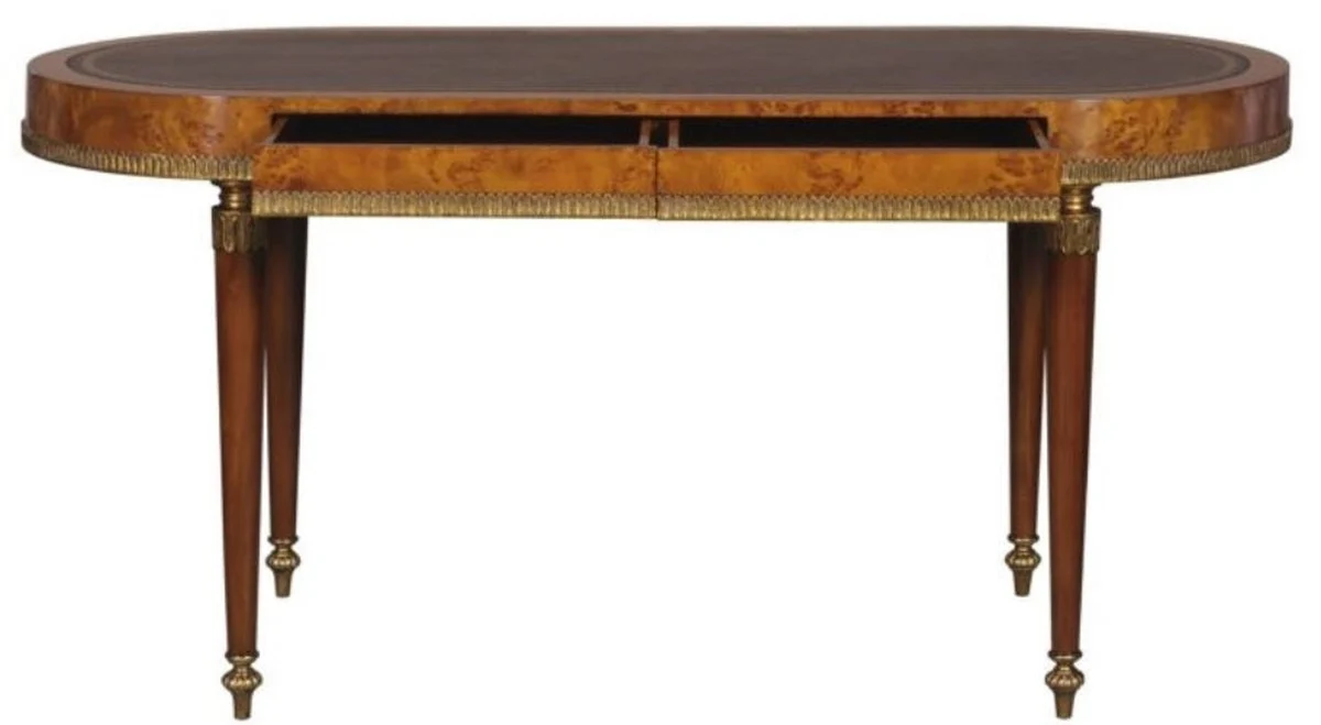 Casa Padrino escritorio de lujo de estilo Art Nouveau con 2 cajones marrón claro / marrón 160 x 68 x H. 77 cm - Muebles de Oficina de Lujo