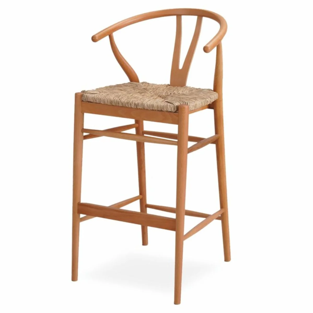 Casa Padrino silla de bar de lujo con reposabrazos natural A. 103 cm - Muebles bar de madera maciza