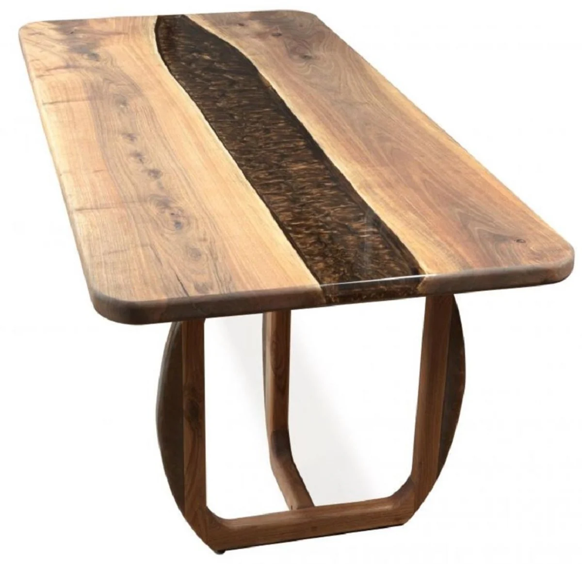 Casa Padrino mesa de comedor de lujo marr¨®n 200 x 100 x A. 76 cm - Mesa de cocina rectangular con resina epoxi - Muebles de comedor - Muebles de resina epoxi - Muebles de lujo