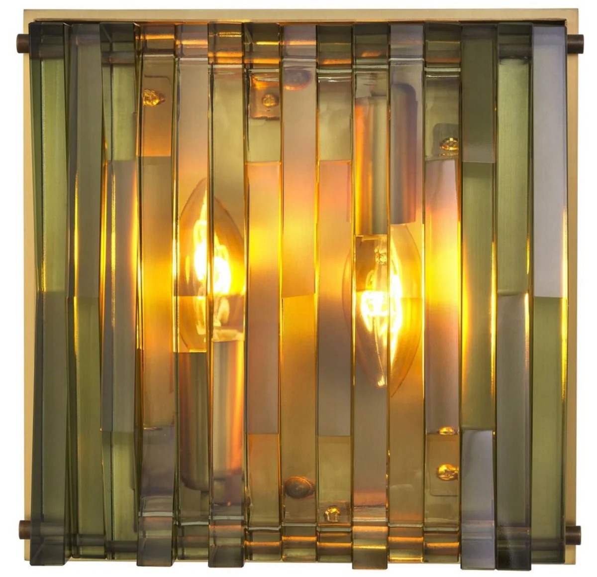 Casa Padrino lámpara de pared de lujo latón antiguo / verde 24 x 9 x A. 24 cm - Elegante aplique de metal con pantalla de vidrio - Lámparas de Lujo