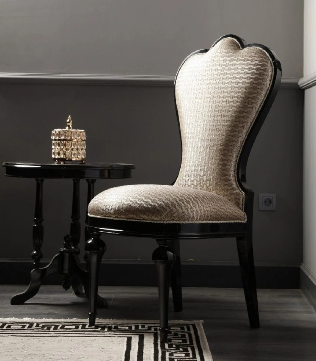 Casa Padrino silla de comedor barroco de lujo oro / negro A. 120 cm - Muebles de comedor barrocos