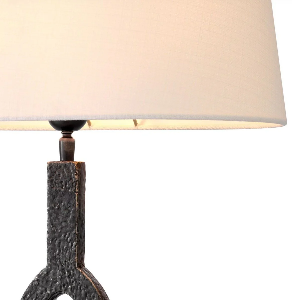 Casa Padrino lámpara de mesa de lujo bronce / blanco 42,5 x 25 x A. 65,5 cm - Elegante lámpara de escritorio con pantalla ovalada - Iluminación de lujo - Muebles de lujo - Interior de lujo