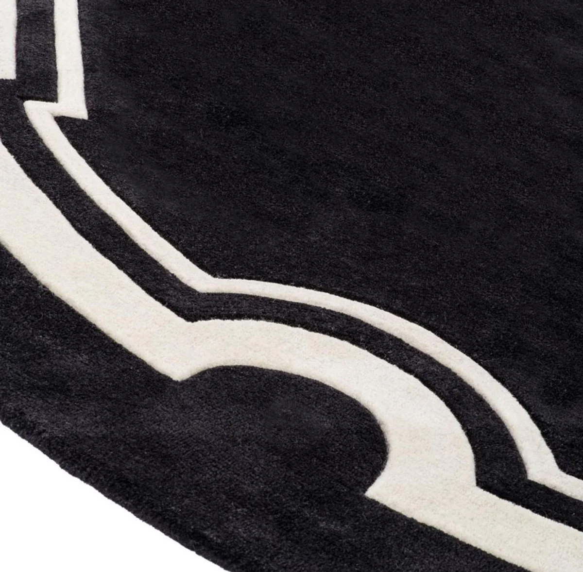 Casa Padrino Alfombra de Lujo de Lujo Negro Diámetro 280 cm - Edición Limitada