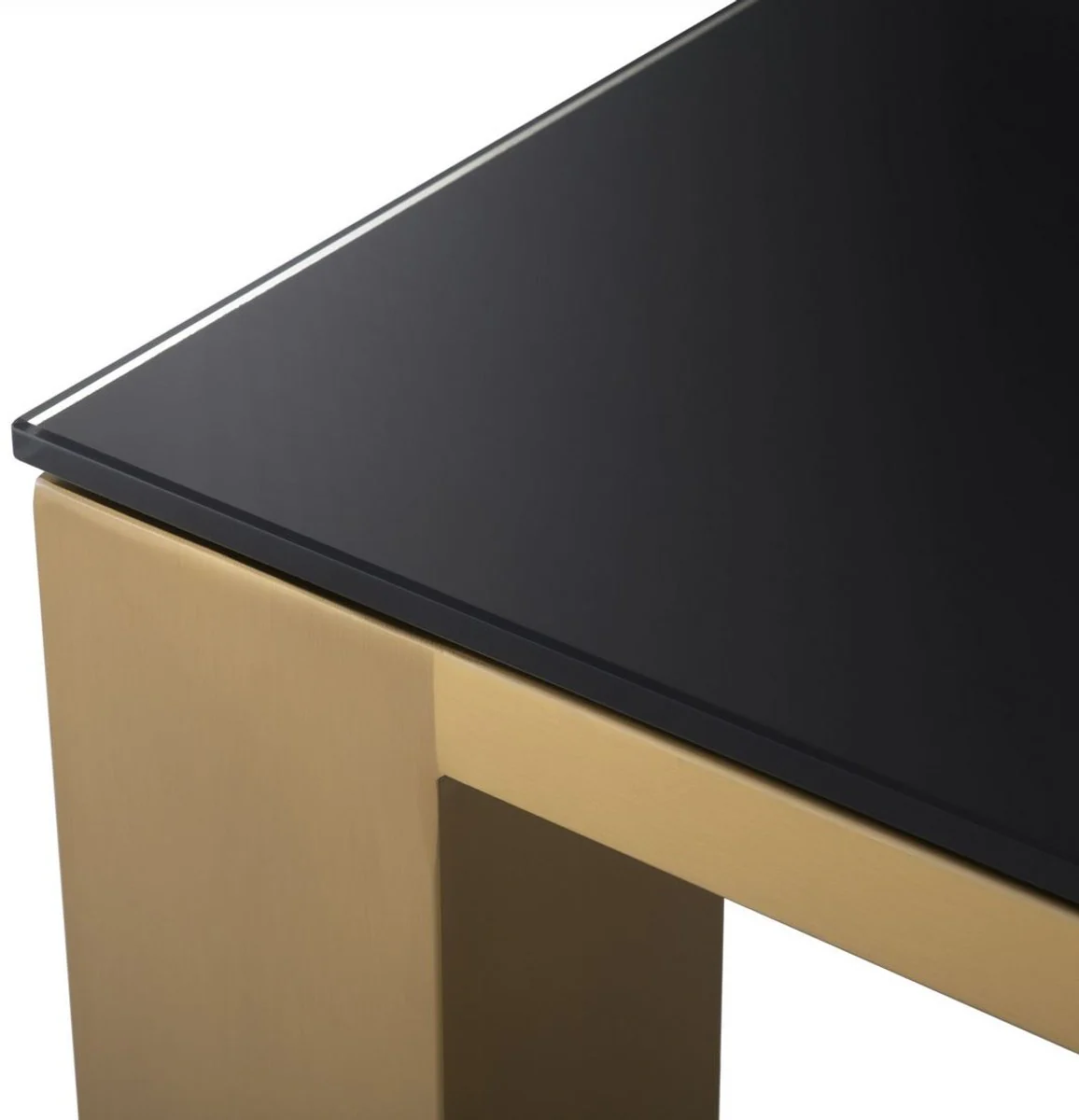 Casa Padrino armario de TV de lujo lat¨®n / negro 195 x 55 x A. 38 cm - Aparador de acero inoxidable con tapas de vidrio - Muebles de sal¨®n de lujo