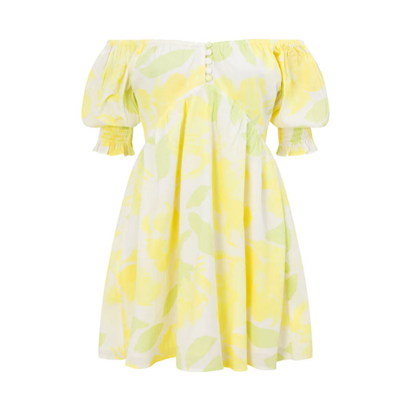 Ladies Lemongrass Printing Casual Short Dress