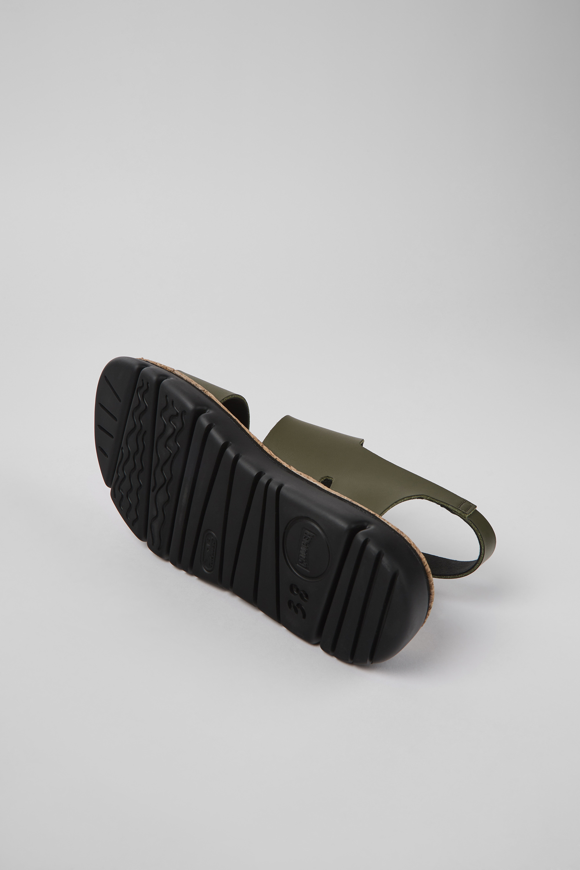 Oruga - Green leather sandals for women
