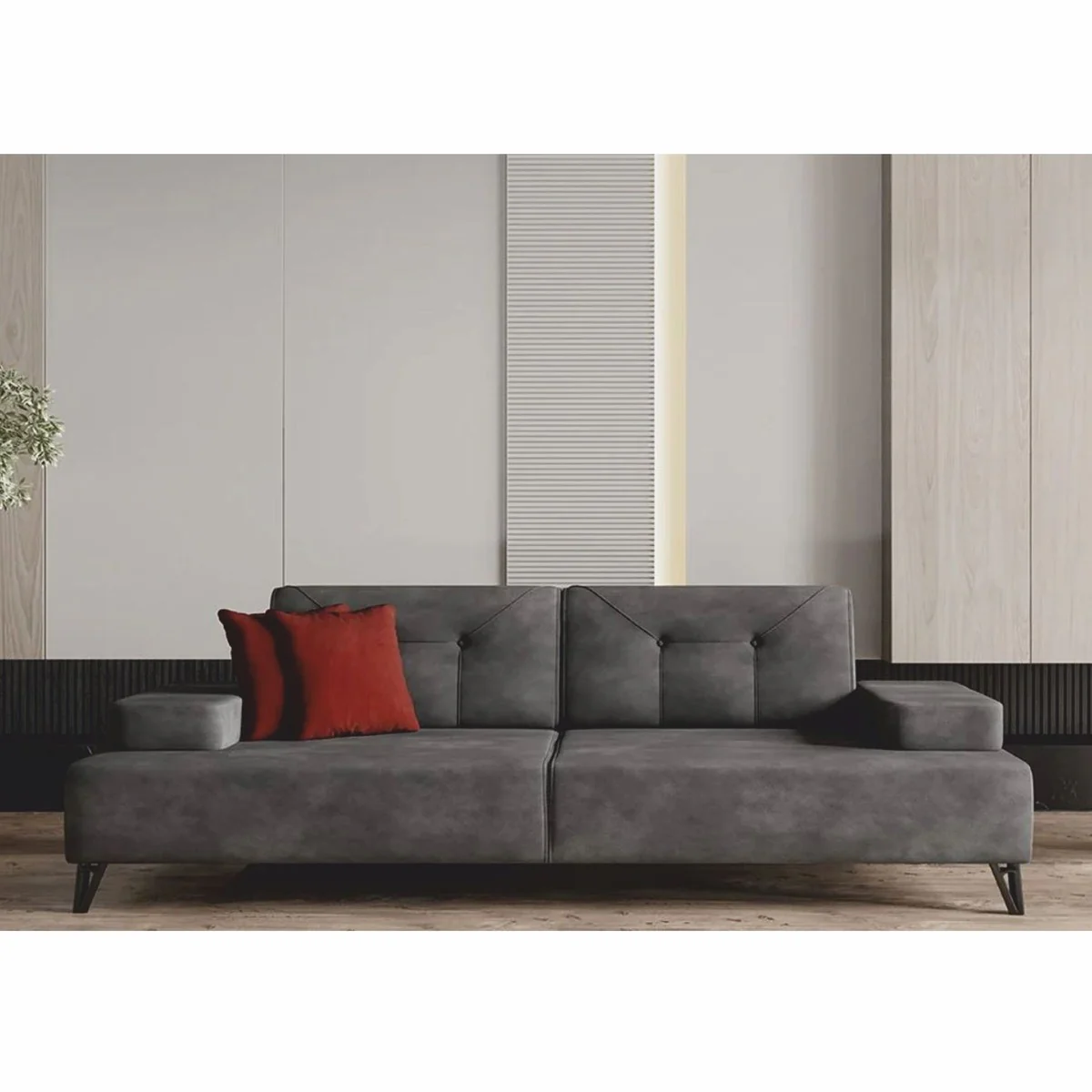 Casa Padrino sof¨¢ de lujo de 3 plazas con brazos y respaldo regulables gris 226 cm - Muebles de sal¨®n