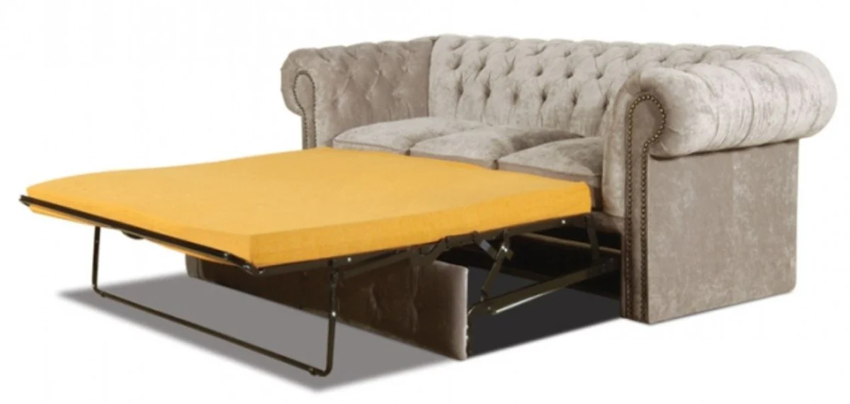 Casa Padrino Sof¨¢ 3 Plazas Gris 210 x 100 x H. 78 cm - Sof¨¢ Cama Chesterfield de Lujo