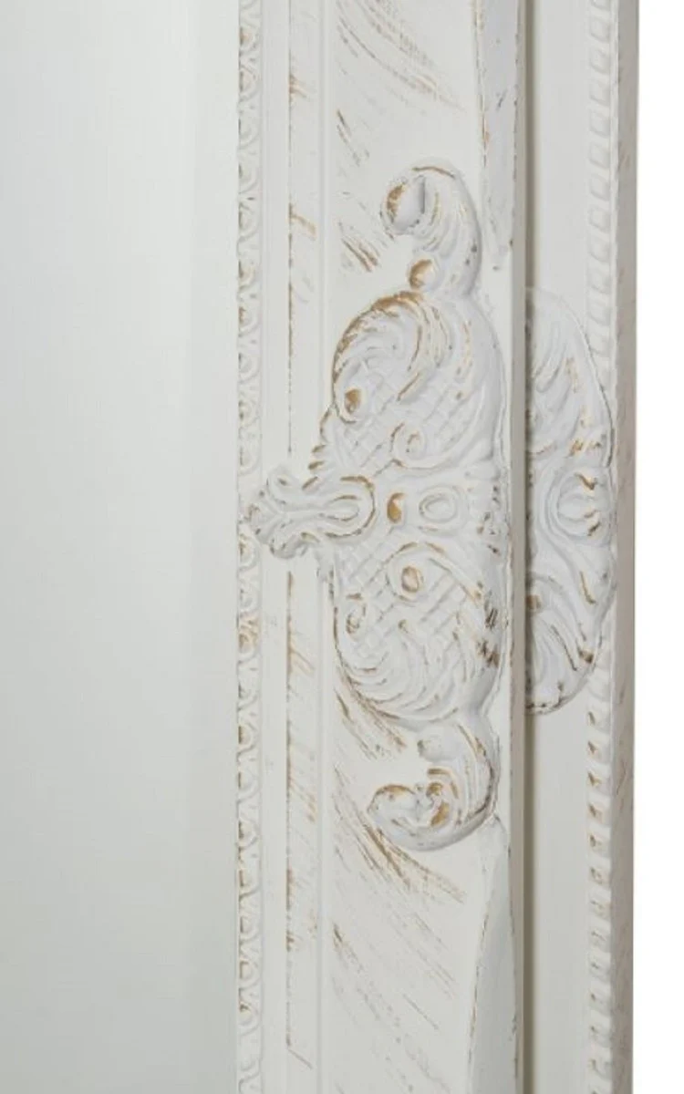 Casa Padrino Espejo de Pared Barroco Blanco 72 x A. 132 cm - Espejo Barroco con Marco de Madera y Hermosas Decoraciones