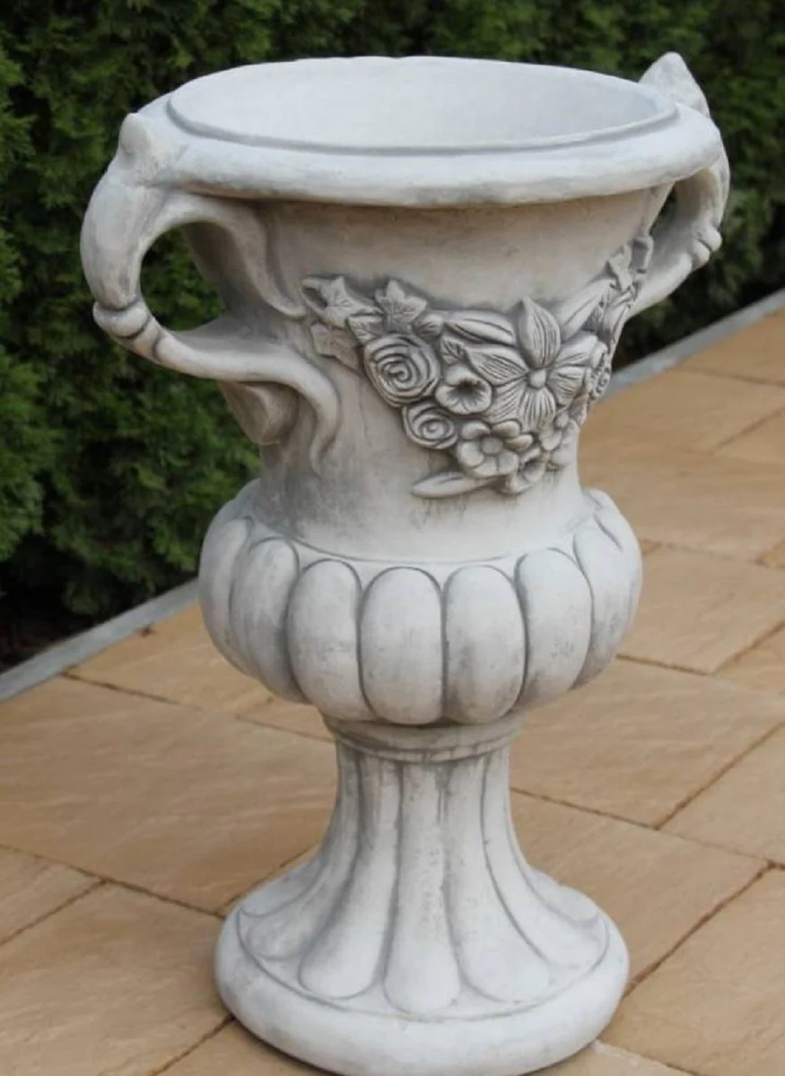 Casa Padrino maceta decorativo de jard¨ªn barroco gris ? 50 x A. 93 cm - Magn¨ªfico macetero de estilo barroco - Decoraci¨®n barroco de jard¨ªn - Decoraci¨®n barroco de terraza - Accesorios barroco