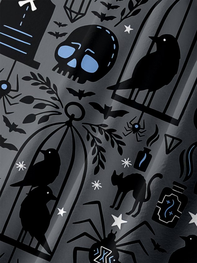 Halloween Cat Chest Pocket Short Sleeve Casual Shirt