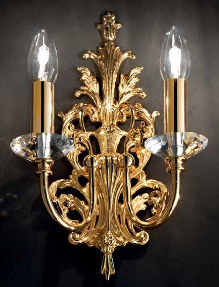 Casa Padrino lámpara de pared cristal doble barroco de lujo oro 22 x 12 x A. 33 cm - Magnífica lámpara de pared en estilo barroco - Noble y Magnífica - Calidad de Lujo - Hecho en Italia