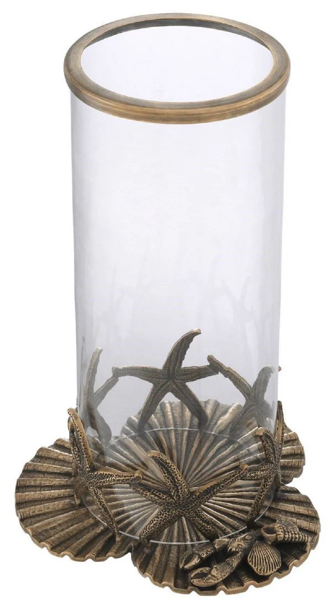 Casa Padrino portavela de lujo latón vintage Ø 20,5 x H. 31,5 cm - Accesorios de Decoración de Lujo