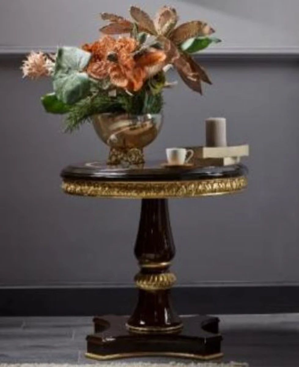 Casa Padrino mesa auxiliar barroco de lujo marr¨®n oscuro / oro - Mesa redonda de madera maciza en estilo barroco - Muebles de sal¨®n de lujo en estilo barroco - Muebles barrocos - Noble y Magn¨ªfica