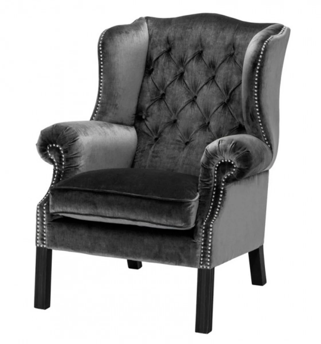 Casa Padrino luxury Chesterfield armchair Grey / Black - armchair furniture