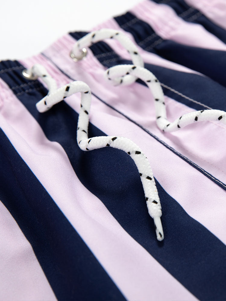 Man Striped Print Swim Shorts