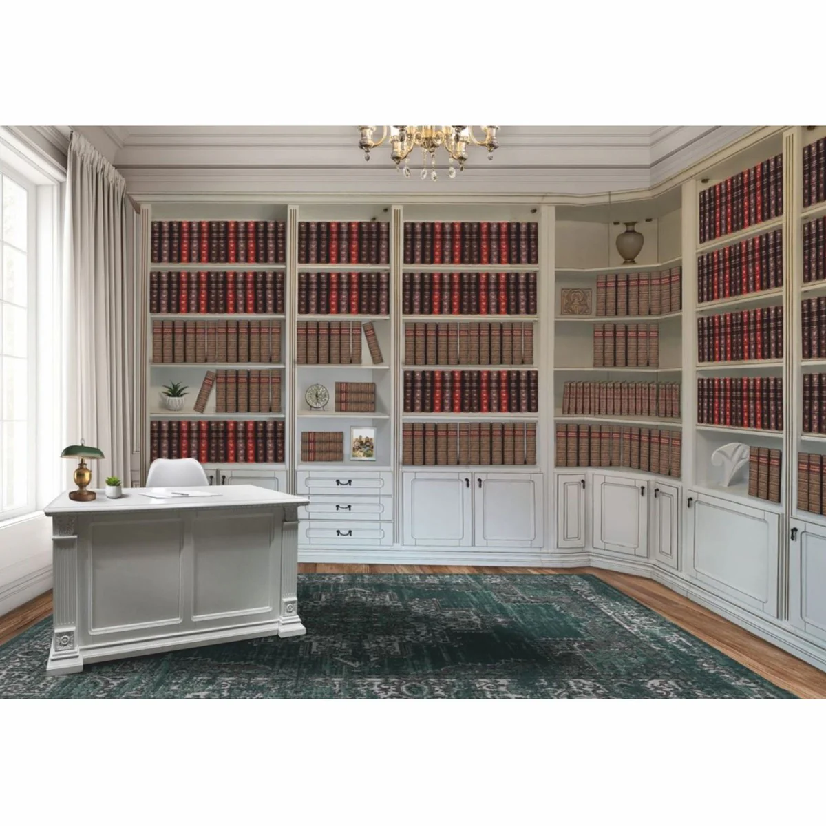 Casa Padrino escritorio barroco de lujo blanco 150 cm - Muebles de oficina barroco