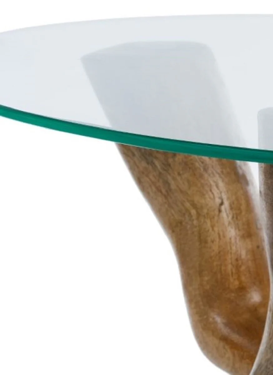 Casa Padrino mesa de cristal de lujo marr¨®n ? 60 x H. 48 cm - Mesa de la Sala Redonda de Tr¨ªpode