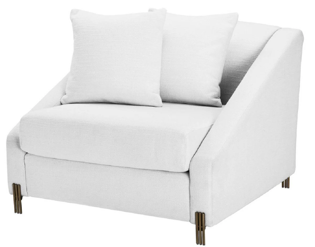 Casa Padrino sill¨®n de lujo blanco / lat¨®n 88 x 94 x H. 73 cm - Sill¨®n de Sal¨®n con 2 Cojines - Muebles de Lujo