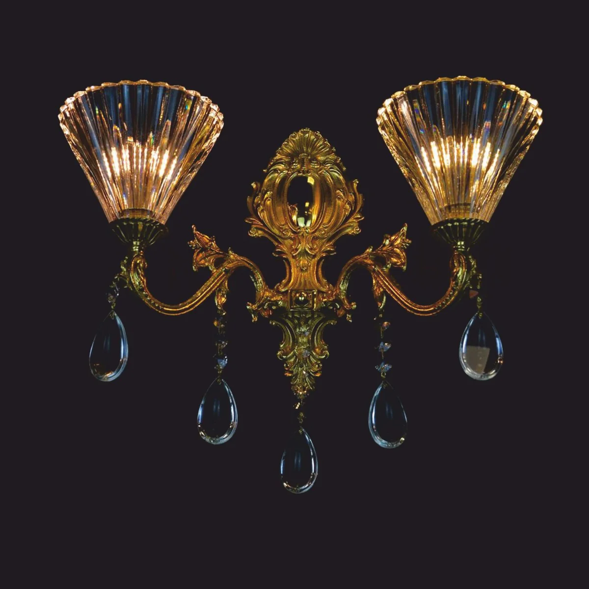 Casa Padrino l¨¢mpara de pared doble de cristal LED barroco de lujo oro 43 x 23 x A. 39 cm - Luces Barrocos