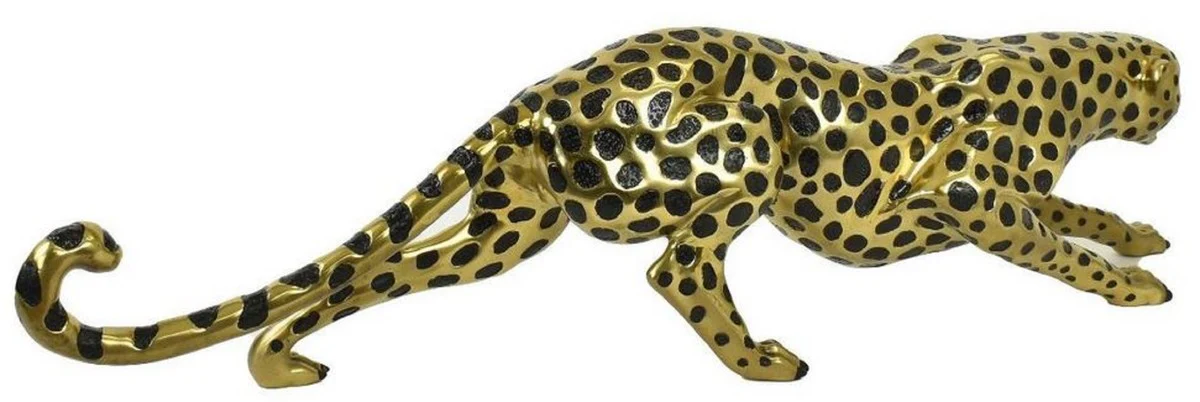 Casa Padrino figura de bronce de lujo guepardo oro / negro 115 x 17 x A. 26 cm - Escultura de Bronce - Figura de Decoración - Accesorios de Decoración de Lujo