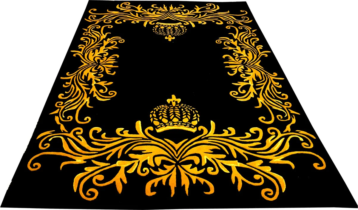 Pomp??s by Casa Padrino alfombra de lujo de Harald Gl??ckler 160 x 230 cm corona negro / dorado - alfombra de dise?o barroco - tejida a mano con lana
